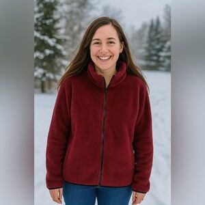 PINK  EUC Teddy Bear Jacket Garnet Color Size Small​​